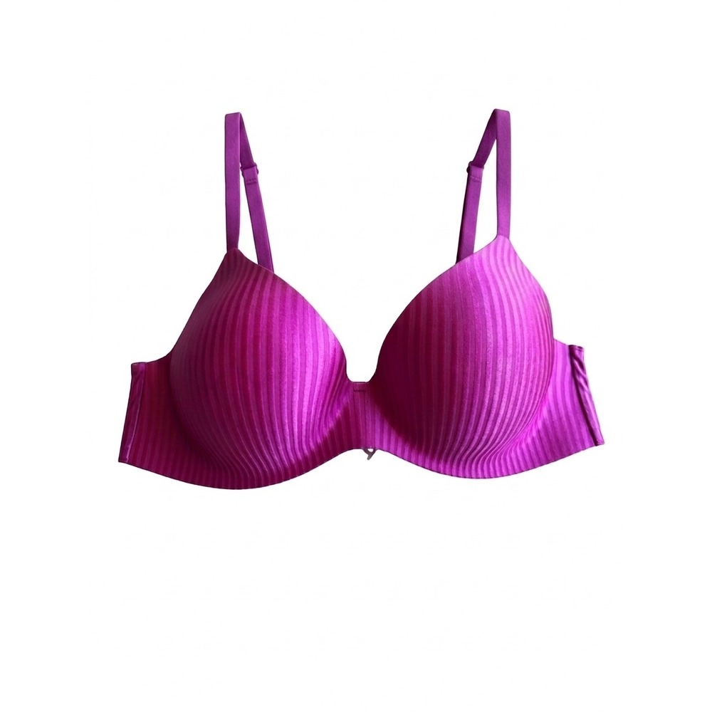 Victoria's Secret Body By Victoria Lined Demi Bra 36D Magenta Pink Striped